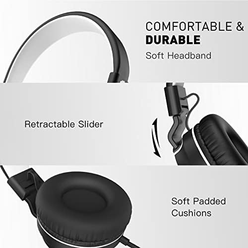 Rockpapa 950 Kids Wired Headphones – Vibrant Black and Green On-Ear Style with Built-in Microphone for Enhanced Online Learning, Foldable for Ultimate Portability, Compatible with Laptops, Tablets, and Chromebooks for Seamless Classroom Engagement and Daily Use