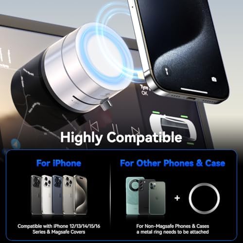 Revolutionary 15 W Magnetic Wireless Car Charger Mount – Adjustable Fast Charging Holder for i Phone 12-16 | Sleek, Foldable Design for Optimal Viewing | Ideal Gift for Tech-Savvy Drivers | Enhanced Mag Safe Compatibility & Travel-Friendly Convenience