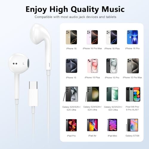 High-Fidelity Wired Earbuds for i Phone – 2-Pack with Advanced Noise Cancellation & Built-In Microphone – Perfectly Compatible with i Phone 14, 13, 12, 11 Pro Max, XS, XR, X, 8, 7 – Ergonomically Crafted for All-Day Comfort & Superior Audio Clarity – Ideal for Music Lovers and Gamers Seeking Exceptional Sound Quality