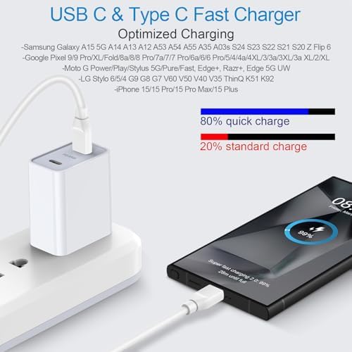 Revolutionize Your Charging Experience with the 35 W Dual Port USB-C Power Adapter – Ultra-Fast Charging for Samsung Galaxy S Series and Google Pixel Devices – Comes with 6 FT Durable USB-C Cable for Enhanced Connectivity – Perfect for Active Lifestyles with Compact Portability – Charge Two Devices at Once with 35 W Total Output for Quick Power Restorations – Essential Accessory for Tech Savvy Users Demanding Efficiency and Reliability – Crafted from Premium Materials for Long-Lasting Durability – Upgrade Your Power Solutions with This Versatile Fast Charger Designed for Maximum Compatibility and Rapid Performance.