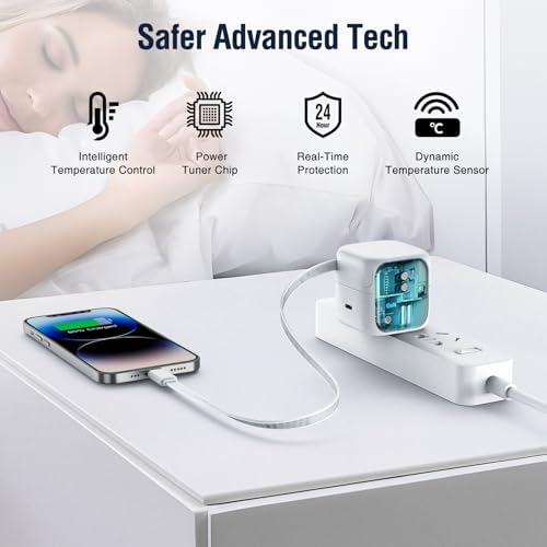 Revolutionary 35 W PD Retractable Charger for i Phone – Versatile Dual Type C Power Adapter with 31.5-Inch Cable | Fast Charging Solution for i Phone 14/13 Pro Max, i Pad, & Air Pods | Compact, Tangle-Free Design for Effortless On-the-Go Power Management