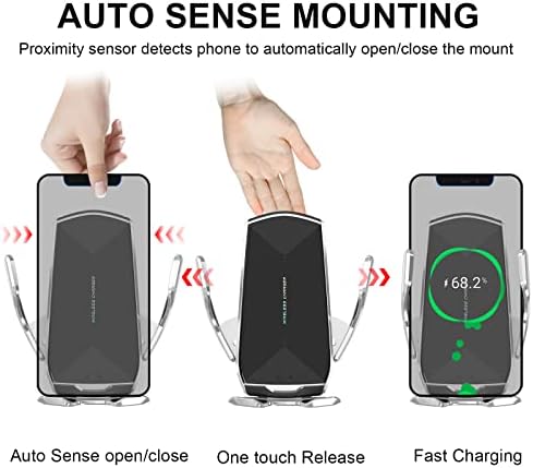 15 W Qi Wireless Car Charger Mount with Auto-Clamping Feature – Versatile Phone Holder for i Phone & Samsung, Long Arm Suction Cup for Dashboard, Windshield, and Air Vent – Effortless Hands-Free Charging for Ultimate Convenience