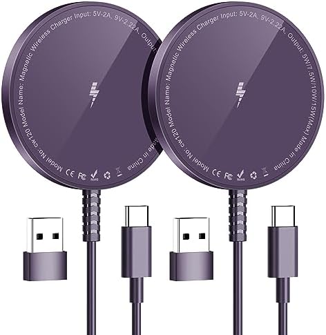 Magnetic Wireless Charging Pad for i Phone 16, 15, 14, 13, 12 & Air Pods 4-2 Pro – Ultra-Thin Aluminum Alloy Design with Strong Magnet for Secure Connection, USB-C/A Compatibility, Perfect for Desk & Travel – Elevate Your Charging Experience with Effortless Convenience and Style