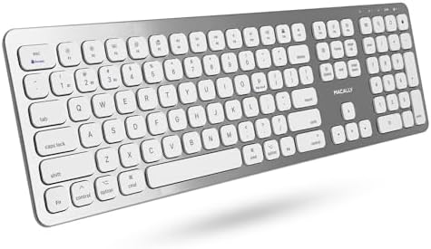Macally Premium Wireless Bluetooth Keyboard for Mac – Full-Size Numeric Keypad, Multi-Device Connectivity for Mac Book Pro/Air, i Mac, and More – Stylish, Rechargeable, and Perfect for Streamlined Workspaces