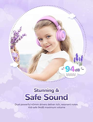 Stylish Pink i Clever BTH02 Kids Bluetooth Headphones – Unmatched 93-Hour Playtime, Lightweight & Foldable Design for Easy Portability, Fast Type-C Charging, Advanced Bluetooth 5.4 Connectivity, Safe Volume Limiting for Young Learners, Perfect for Music, Audiobooks, and School Use – Your Child’s Ultimate Audio Experience