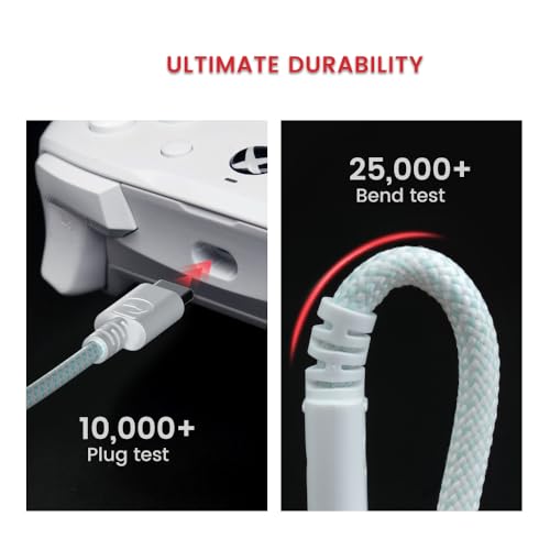 Game Sir USB-C Gaming Cable for G7 SE, G7 & T4 Kaleid Controllers – 3-Meter High-Speed Nylon Braided Cable, Stylish White & Cyan Design, Lightweight & Durable for Ultimate Gaming Connectivity