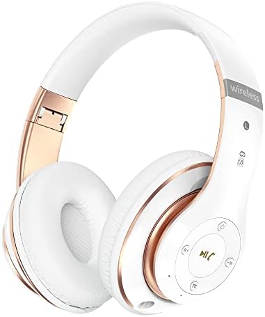 Experience Superior Sound with Falebare Wireless Over-Ear Headphones – Chic White & Rose Gold Design, 40-Hour Playtime, 6 Custom EQ Modes, Effortlessly Foldable for Travel, Built-In Microphone for Clear Calls, Plus TF/FM Radio Functionality for Complete Audio Versatility on Any Device. Perfect for Music Enthusiasts and Professionals Alike.