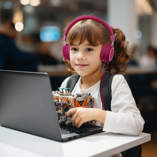 Olyre Lightweight Wine Red Kids Headphones – Ergonomic Wired Earphones for Toddlers – Superior Audio Quality with Tangle-Free Design – Comfortable, Durable & Stylish for School, Travel, and Home Use – Ideal for Young Listeners and Seamless Compatibility with Tablets and Smartphones