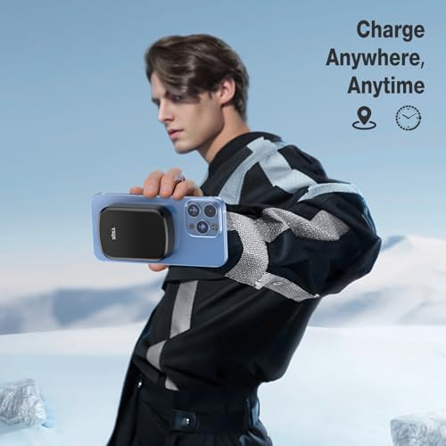 Ultra-Compact Magnetic Wireless Portable Charger – 8000 m Ah Mag-Safe Battery Pack with 20 W PD Fast Charging for i Phone 15/14/13/12 Series – Sleek, Lightweight Design for Effortless On-the-Go Power Management – Versatile USB-C Connectivity and Secure Magnetic Alignment for Ultimate Convenience