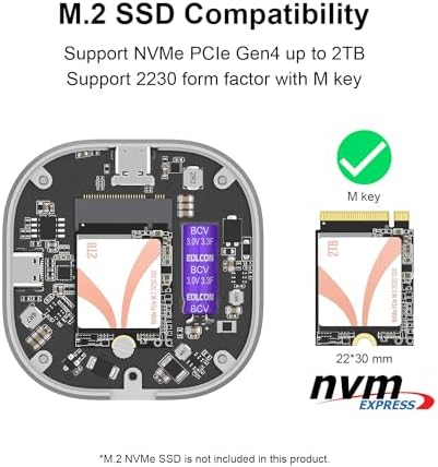 Qwiizlab Magnetic NVMe SSD Enclosure for i Phone 16/15 Pro Max – 10 Gbps USB Type-C Adapter with Kickstand, Supports PCIe M.2 M-Key up to 2 TB, Durable Aluminum Case with 100 W PD Charging Capability – Ultimate Storage Solution for Creatives and Professionals