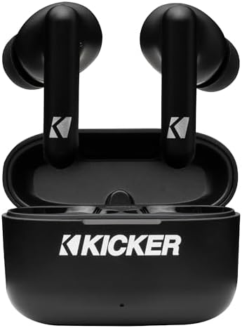 Experience Superior Sound with KICKER TWS2 True Wireless Earbuds – Bluetooth Earbuds Featuring Advanced Noise Cancelling, USB-C Fast Charging Case, and 24-Hour Playtime for Seamless Connectivity with Android & i OS Devices – Ideal for Music, Calls, and On-the-Go Audio Enjoyment