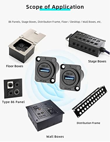 PENGLIN USB 3.0 Waterproof Socket Coupler – 2 PCS D-Type Panel Mount Female-to-Female Connector for High-Speed Data Extension, Solderless Installation, Ideal for Outdoor Use and Industrial Applications, Durable and Reliable Signal Adapter