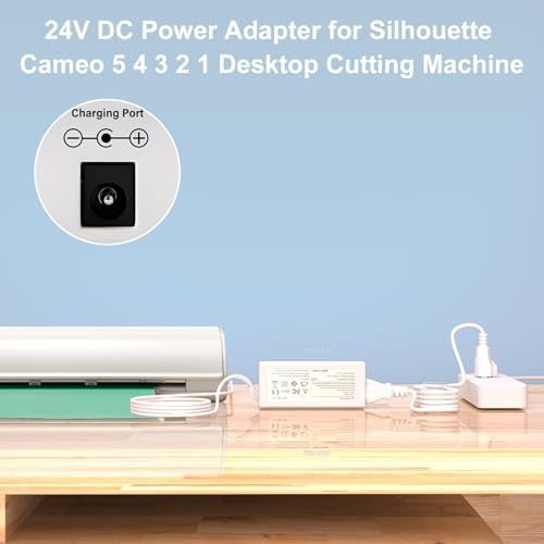 High-Performance 24 V DC Power Adapter for Silhouette Cameo & Portrait Series – Reliable AC/DC Charger Enhancing Connectivity for Flawless Crafting – Essential Power Supply for Electronic Cutting Machines and Creative Endeavors