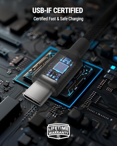 Scosche CCi4 B4 PWT 4 FT 2-in-1 Braided USB-C to Lightning & USB-C Charge Cable – Universal Fast Charging Cord for i Phone, i Pad, Galaxy & More – Durable Multi-Device Sync Solution for Home and On-the-Go Convenience