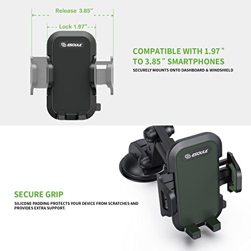 Esoulk Secure Grip 360° Rotating Car Phone Holder with Strong Suction Cup & Adjustable Long Arm – Universal Compatibility for i Phone, Samsung, Android & GPS – Enhanced Safety & Convenience for Drivers