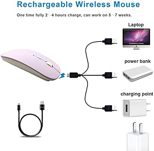 Sleek Rechargeable Bluetooth Mouse – Ultra-Quiet Wireless Mice for Laptops, Mac Books, i Pads, and Android PCs – Ergonomic Design for Comfort and Versatility – Compatible with Windows and Linux – Perfect for Work and Study