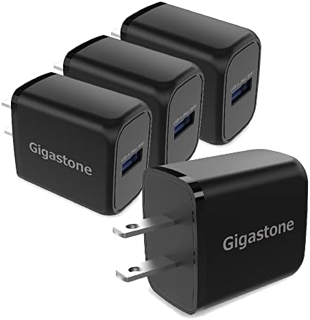 Gigastone 18 W Quick Charge 3.0 USB Charger 4-Pack – Ultra-Fast Qualcomm Certified Wall Adapter Compatible with i Phone, Samsung Galaxy, LG, HTC, Nexus & Qi Wireless Devices – Compact & Reliable Power Solution for Home & Travel