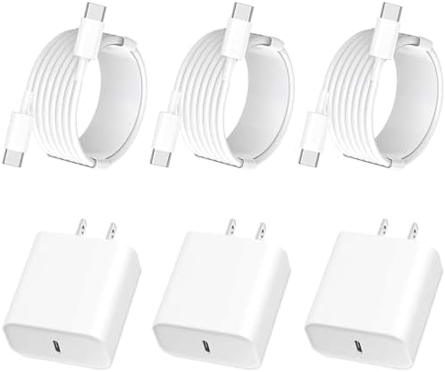 Maximize Your Charging Efficiency with the Premium 3-Pack i Phone 16/15 Fast Charge Bundle: MFi Certified 20 W USB-C Wall Adapters and 6.6 FT Type-C Cable for Ultimate Performance and Versatility – Perfect for Home, Office, or Travel Needs
