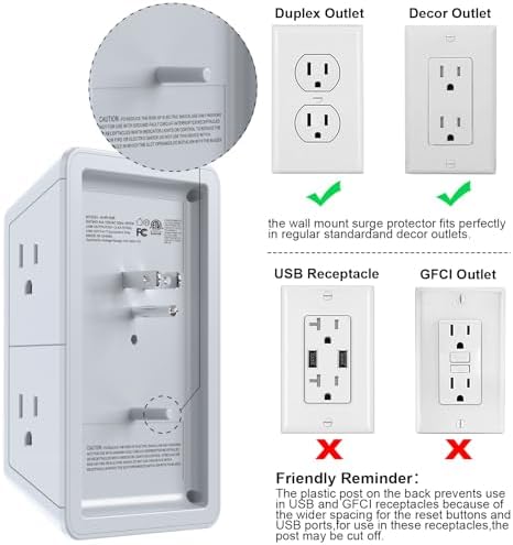 Maximize Your Charging Efficiency with the POWRUI 6-Outlet Extender & USB Wall Charger – Versatile Surge Protector with Dual 2.4 A USB Ports, Integrated Night Light, 3-Sided Design for Optimal Space Utilization, ETL Certified Safety, Ideal for Home and Office Use