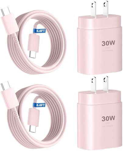 30 W Ultra-Fast USB C Wall Charger with 10 FT Cable in Stylish Purple Gradient | Rapid Charging Solution for Phone 15 Series & S24 Ultra Plus | Compact & Versatile Power Adapter for Modern Devices