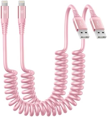 Premium Coiled Lightning Charger Cable for i Phone – 2 Pack (3 FT & 6 FT) – Apple MFi Certified High-Speed Charging & Data Transfer – Compatible with i Phone 14/13/12/11 Pro Max/XS/XR/XS/X/8/7/Plus/6 S, i Pad, and i Pod – Tangle-Free Black Design for Ultimate Portability and Reliability