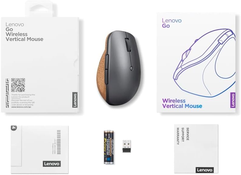 Lenovo Go Multi-Device Wireless Mouse – Versatile Dual Connectivity Bluetooth Optical Mouse with USB-C Rechargeable Battery, Adjustable DPI, Qi Charging, and Ambidextrous Design in Sleek Grey – Perfect for Multitaskers and Professionals