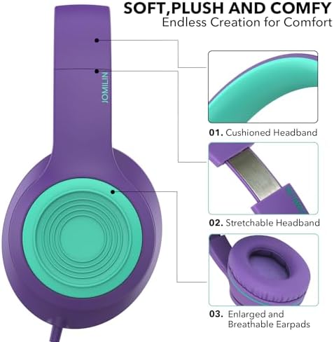 Vibrant Purple A8 Over-Ear Headphones – Lightweight, Portable Design with High-Definition Mic for Seamless Hands-Free Calls – Immerse Yourself in Hi-Fi Stereo Sound with Tangle-Free 1.5 m Cable, Perfect for Travel and Daily Use on Smartphones, Tablets, and Laptops – Unmatched Comfort for All-Day Listening