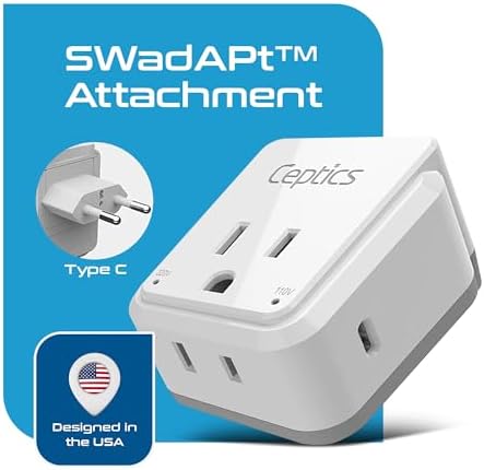 Compact Travel Power Adapter Set for Brazil, Peru & Chile – 20 W Dual USB & USB-C Charger with 2 USA Sockets – Fast Charging with Type C & N Attachments – Portable Plug Converter for Global Travelers – Stay Connected Anywhere