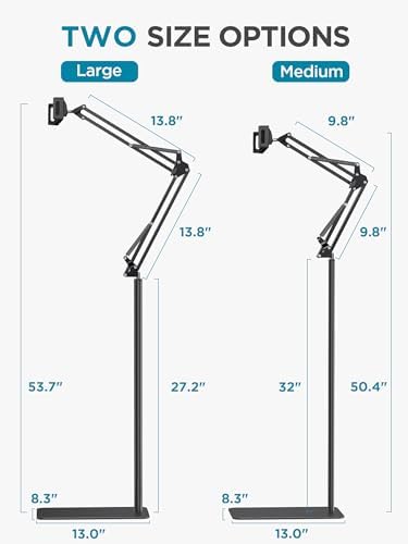 Transform Your Digital Interaction with the Inno Gear Adjustable Tablet Floor Stand – Universal Holder for i Phones, i Pads, Samsung Tabs, and E-Readers – Perfect for Hands-Free Streaming, Reading, and Video Calls – Sturdy, Portable Design with Customizable Height and Angle for Optimal Comfort and Accessibility