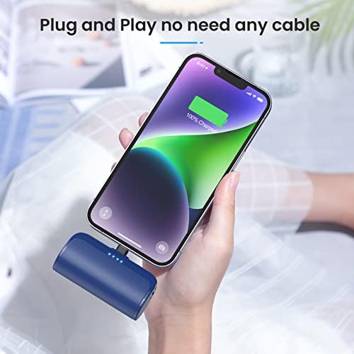Dual Pack Mini Portable i Phone Charger 5200 m Ah – Ultra-Compact 20 W PD Fast Charging Power Bank for i Phone 14, 13, 12, 11, X, 8, 7, 6 Series – Perfect Travel Companion for Quick Device Recharges and Enhanced Compatibility