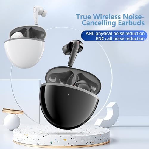 Elevate Your Audio Experience with True Wireless Active Noise Cancelling Earbuds – Bluetooth Headphones Featuring Built-In Microphone for Hands-Free Calls, Ergonomic Comfort, Extended Battery Life, and Perfect Compatibility with i Phone & Android for Workouts and Everyday Use