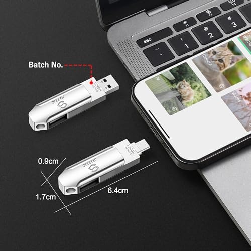 128 GB Versatile Photo Backup Stick – High-Speed USB-C & Lightning Flash Drive for i Phone, i Pad, and Android Storage – Effortless Photo, Video & Contact Transfer – Durable, Portable Memory Solution for All Your Digital Essentials