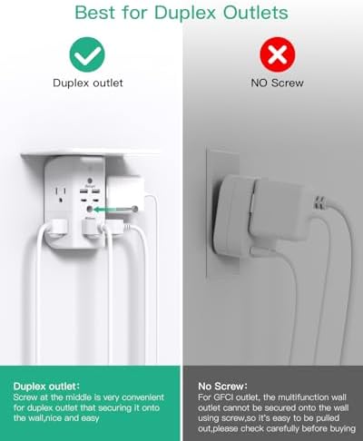 Revolutionary Wall Outlet Extender with Integrated Shelf & Adjustable Night Light – 5 USB Ports Including Rapid USB-C Charging, Surge Protection, and Compact Design for Enhanced Organization and Efficiency