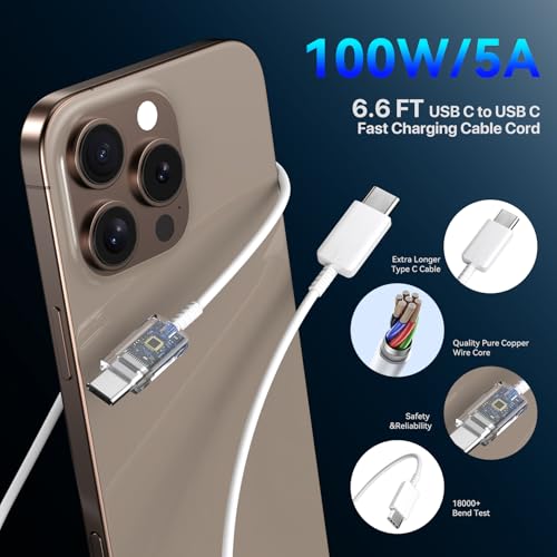 High-Speed 45 W USB-C Wall Charger for i Phone 16 Pro Max – Includes 6 FT Long Charging Cable for Ultimate Flexibility and Rapid Power Boost – Perfect for i Phone 16 Series & Samsung S24 – Compact Design with Advanced Safety Features