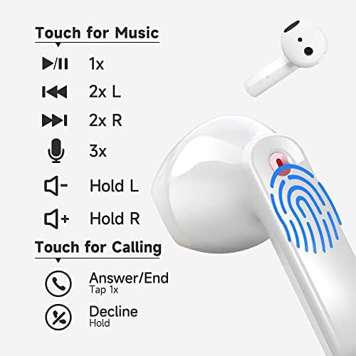 Premium Wireless Bluetooth Earbuds with Noise Cancelling – IPX5 Waterproof Headphones for Deep Bass & Long Battery Life – Ideal for i Phone & Android Users, Perfect for Active Lifestyles and Hands-Free Calls
