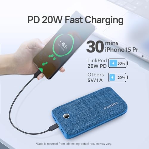 High-Capacity 20000 m Ah Portable Charger – Fast Charging Power Bank with USB-C Input/Output and Dual Ports for i Phone & Android Devices – Ultimate Reliability for On-the-Go Charging