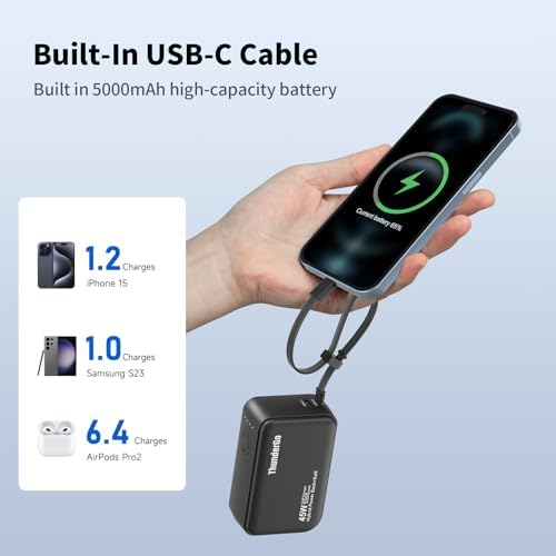 33 W Ga N PD Fast Charger & 5000 m Ah Space-Saving Power Bank – Dual-Port Charging Hub for i Phone 16/15/14 Pro Max, Mac Book Pro, i Pad & Samsung Galaxy – Smart Power Distribution & Robust Safety Features for Efficient Multi-Device Charging
