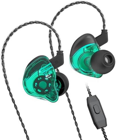 Experience Unmatched Audio Clarity with keephifi CCZ Melody Dual Driver In-Ear Monitor Headphones – Lightweight Wired Earbuds Featuring 1 BA + 1 DD Hybrid Technology, Detachable 2-Pin Cable, and Enhanced Compatibility for Superior Sound Quality in Cyan (with Mic)