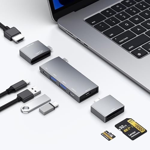 Maximize Your Mac Book’s Potential with the NXPGKEA 8-in-2 USB C Hub – Dual 4 K HDMI Outputs for Stunning Displays, High-Speed USB-A Ports for Effortless Data Transfers, and Micro SD/SD Card Readers for Instant File Access – Ideal for Mac Book Pro, Air M1/M2/M3, Dell XPS, Lenovo Think Pad, and HP Laptops – Compact, Durable Hub for Professionals on the Move