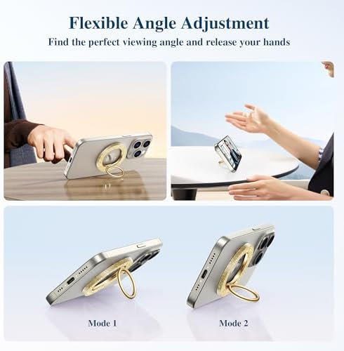 Discover the GVIEWIN Magnetic Phone Ring Holder: A Cutting-Edge 360° Rotatable Kickstand for Mag Safe Devices – Perfectly Tailored for i Phone 16 Pro Max/Plus, 15, 14, and 13 (Elegant White Finish) – Unmatched Stability and Hands-Free Viewing Experience Upgrade your smartphone usage with this premium accessory that not only enhances grip but also transforms your device into a versatile stand for effortless video calls and streaming. Featuring a robust magnetic attachment for secure hold, this stylish phone ring holder is engineered for seamless integration with Mag Safe technology. Experience the freedom of adjustable angles, allowing for convenient portrait or landscape modes, perfect for navigation or entertainment on-the-go. Its sleek white design not only ensures durability but adds a sophisticated touch to your device. Elevate your everyday smartphone experience with the GVIEWIN Magnetic Phone Ring Holder – where functionality meets elegance.