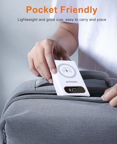 PULUZ Enhanced Wireless Charger Power Bank Case with LCD Display – DIY Mobile Power Solution for 4 x 21700 Batteries, Dual USB Outputs, Versatile Micro and Type-C Inputs, Sleek White Design for Fast Charging On-the-Go