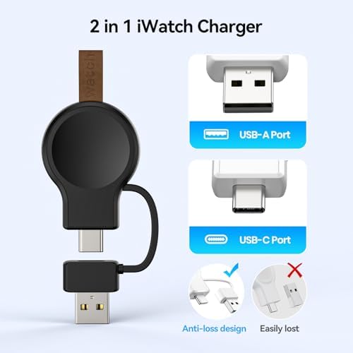 Portable Magnetic Wireless Charger for Apple Watch – Fast Charging i Watch Accessory for Ultra, Series 1-9, and SE – Travel-Friendly Cordless Design for Ultimate Convenience and Durability