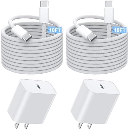Elevate Your Charging Experience: 2-Pack 10 FT Woven USB-C Cables with 20 W Fast Charger for i Phone 16 Series & i Pad Pro – Ultimate Speed, Durability, and Compatibility for On-the-Go Power Needs