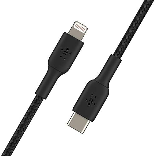 Belkin Boost Charge 6.6 ft Nylon Braided USB C to Lightning Cable – MFi Certified Fast Charging Cord for i Phone 14 & 13 – 18 W Power Delivery for Rapid Device Charging – Durable, Tangle-Free Design for Home and Office Use – Premium Quality Apple Charger Cable
