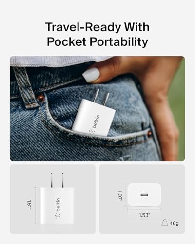 Belkin 20 W USB-C Charger Block (2-Pack) – Ultra-Fast Power Delivery for i Phone 16/15/14/13, i Pad, Air Pods & Samsung Galaxy S25 – Compact Design for Home, Office & Travel – Reliable Charging for Nintendo Switch 2 & More – Sleek White Finish