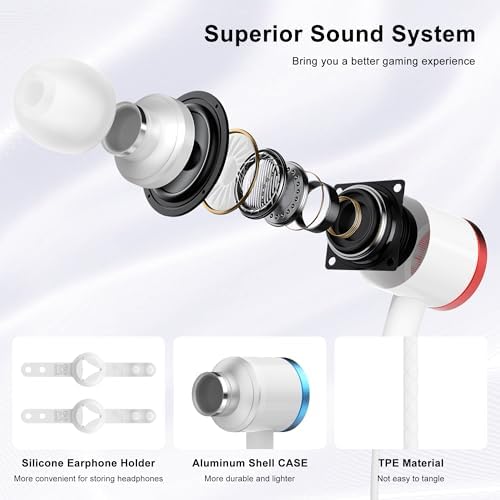 Unleash Immersive Sound with AMVR Noise-Isolating Earbuds for Meta Quest 2 – Custom-Fit In-Ear Headphones with 3 D 360-Degree Audio and Secure Silicone Holders (White) – Enhance Your VR Gaming Experience with Superior Compatibility and Comfort