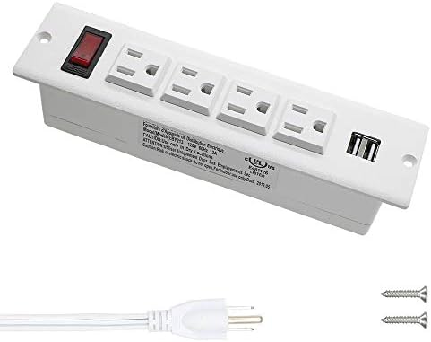 Sleek Recessed Power Strip with Dual USB Ports – Flush Mount Desktop Outlet for Effortless Power Access in Kitchen, Office, or Conference Room – Ultimate Surge Protection and Fast Charging Solution for Modern Spaces