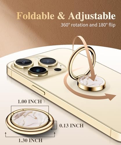 GVIEWIN Stylish Marble Phone Ring Holder with 360° Rotation for Ultimate Grip and Kickstand Functionality – Compatible with i Phone 16 Pro Max, 15 Plus, 14, 13, 12 Series & Galaxy S25/S24 Ultra – Elegant Flowing Sakura Design for Enhanced Safety and Usability