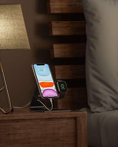 Upgrade Your Charging Station with the OMOTON 2-in-1 Desktop Stand for i Phone & Apple Watch – Sleek Anti-Scratch Holder Compatible with i Phone 16/15/14/13/12 & Apple Watch Series 9/8/SE2/7/6/5/4/3/2 (38-45 mm) – Multi-Angle Viewing, Space-Saving Design, and Non-Slip Base for Ultimate Convenience in Home or Office – Essential Tech Accessory for Organized Living