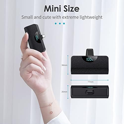 Dual Pack Mini Portable USB-C Power Bank 5200 m Ah – Fast Charging Battery Backup with LCD Display for i Phone 16 Series, Samsung, and Android Devices – Ultimate On-the-Go Power Solution